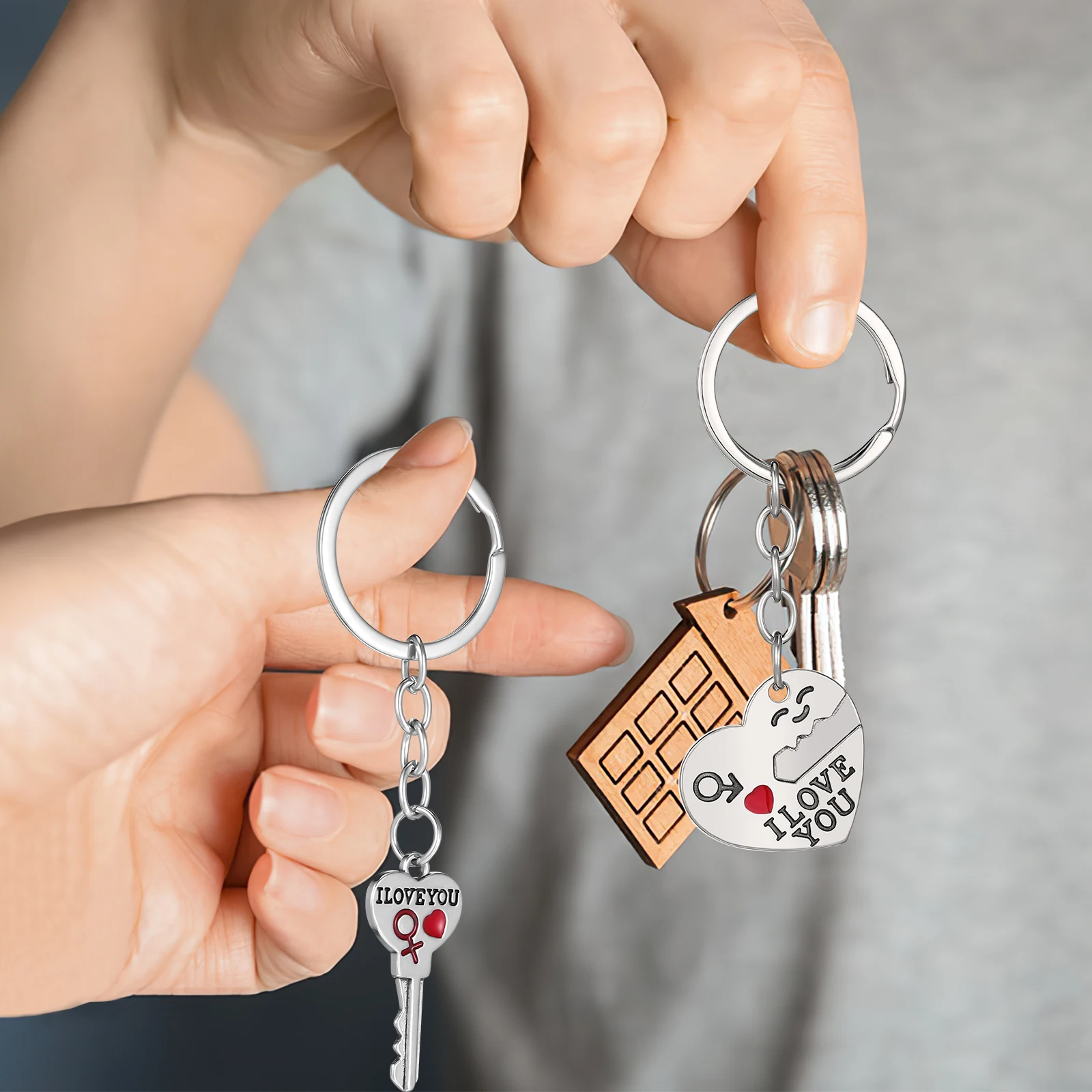 

Zinc Alloy Keychain Couple Matching Cute Chains Boyfriend Girlfriend Elegant Heart Shape Portable Wristlet Keychain Women Men