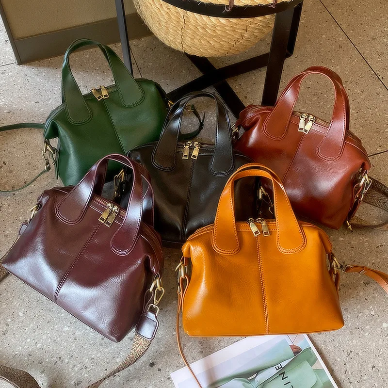 luxury handbags female crossbody bags Vintage Genuine leather women shoulder bag Large capacity soft leather cowhide fashion bag