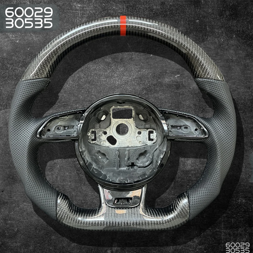 

Углеродное рулевое колесо для Audi A3 A4B8 A5 S3 S4 S5 из волокна с плоским дном, кожаное полуперфорированное рулевое колесо, автозапчасти