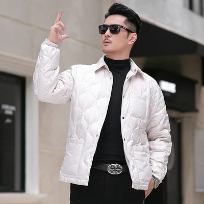 2023 new arrival winter jacket 90% White goose down lapel jackets men,mens fashion thicken warm parkas trench coat size M-4XL