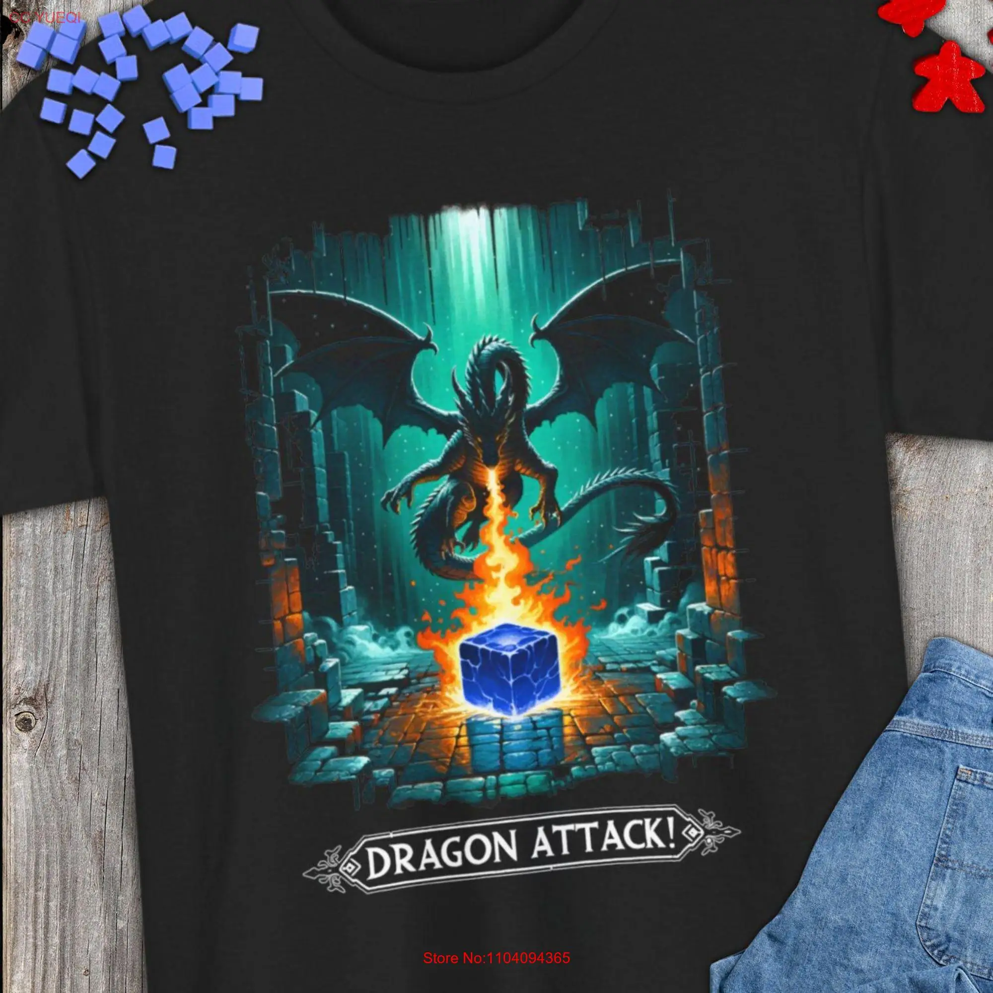 Dragon Attack A Deck building Game Inspired Boardgame Geek Dungeon Flaming Cube Heavy Cotton T Shirt