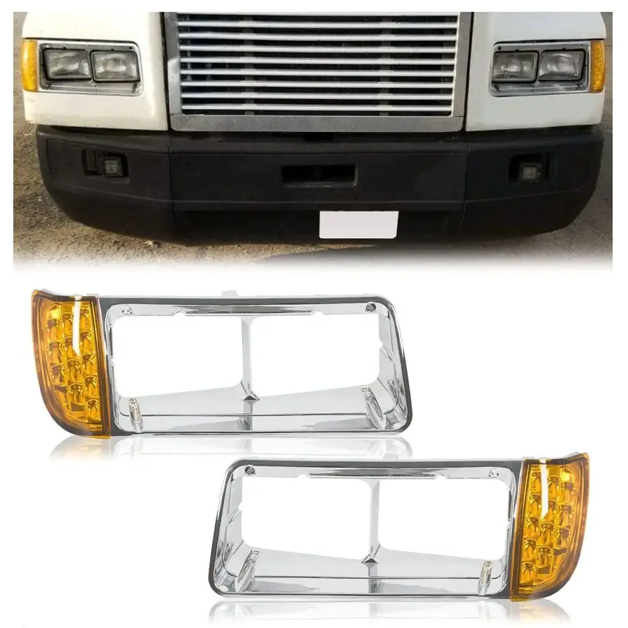 

Headlight Bezel W Led Compatible With 19892002 Freightliner FLD120 Turn Signal Light Lamp 3 Wires Replacement for A0620738000 A0