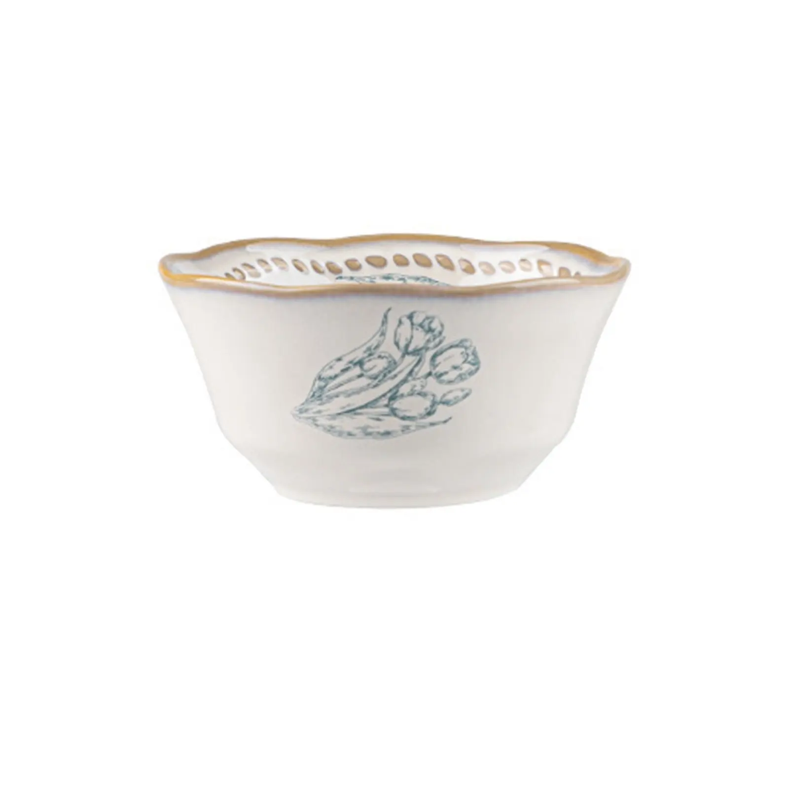 French Vintage Floral Ceramic Tableware Set, Underglaze Bowls & Plates, Elegant Home Dining, Gift