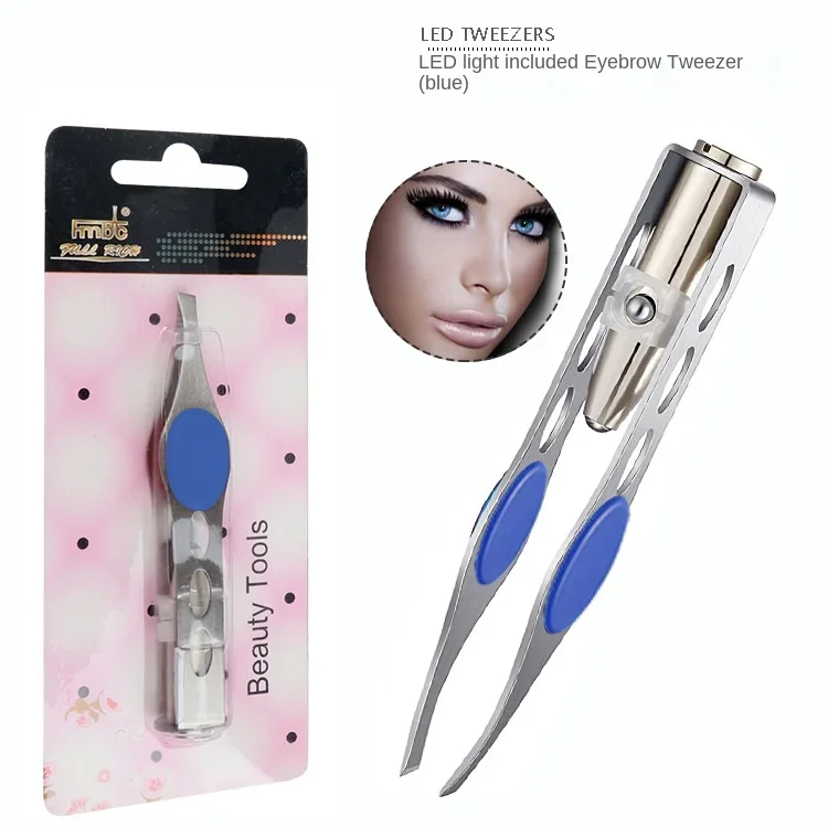 1PC LED Eyebrow Tweezer Maquillaje Eyelash Extension Supplies Pinzas Przybory Do Makijażu  Trimming Clip Eye Hair Removal