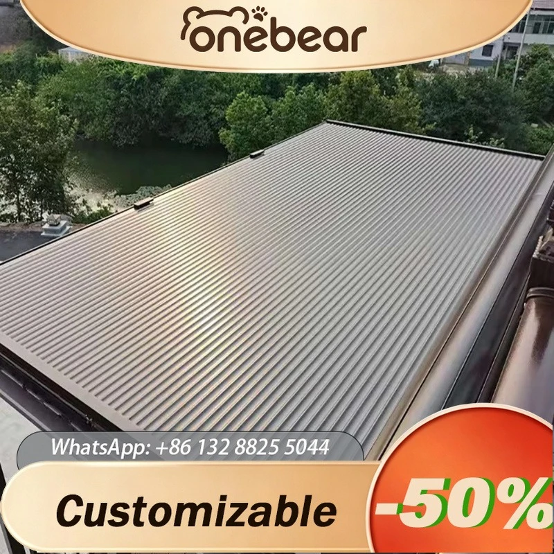 Any Size Custom Waterproof Electric Aluminum Alloy Telescopic Roller Shutter Roof Heat UV Resistant Outdoor Patio