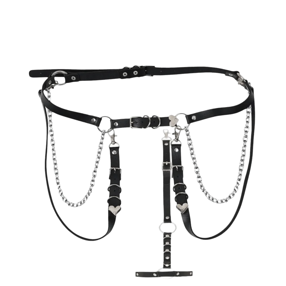 

Металлический пояс-цепочка Harajuku в стиле панк-хип-хоп с сердечками из искусственной кожи, для юбок и брюк, женский