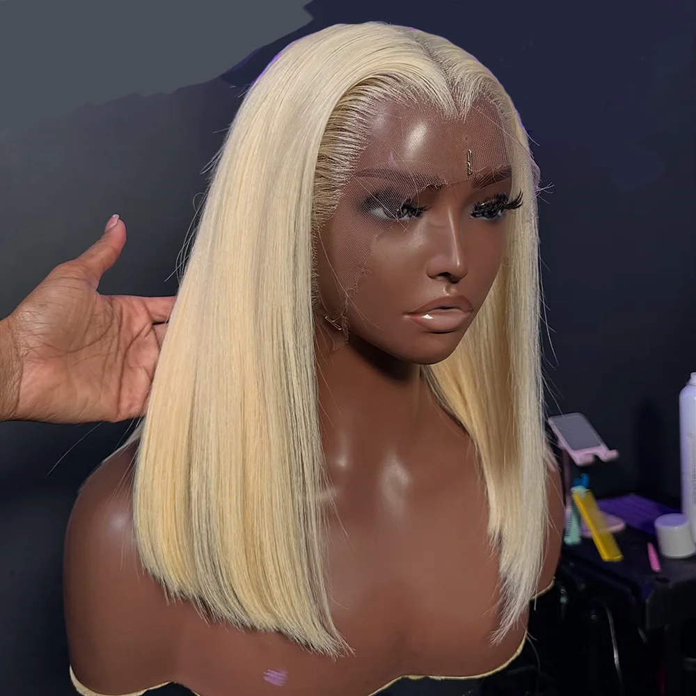 

Short Cut 613 Blonde Bob Wigs Bone Straight Hd Lace Frontal Bob Wig 100% Human Hair 13x4 HD Lace Front Wig Ombre Blonde Straight