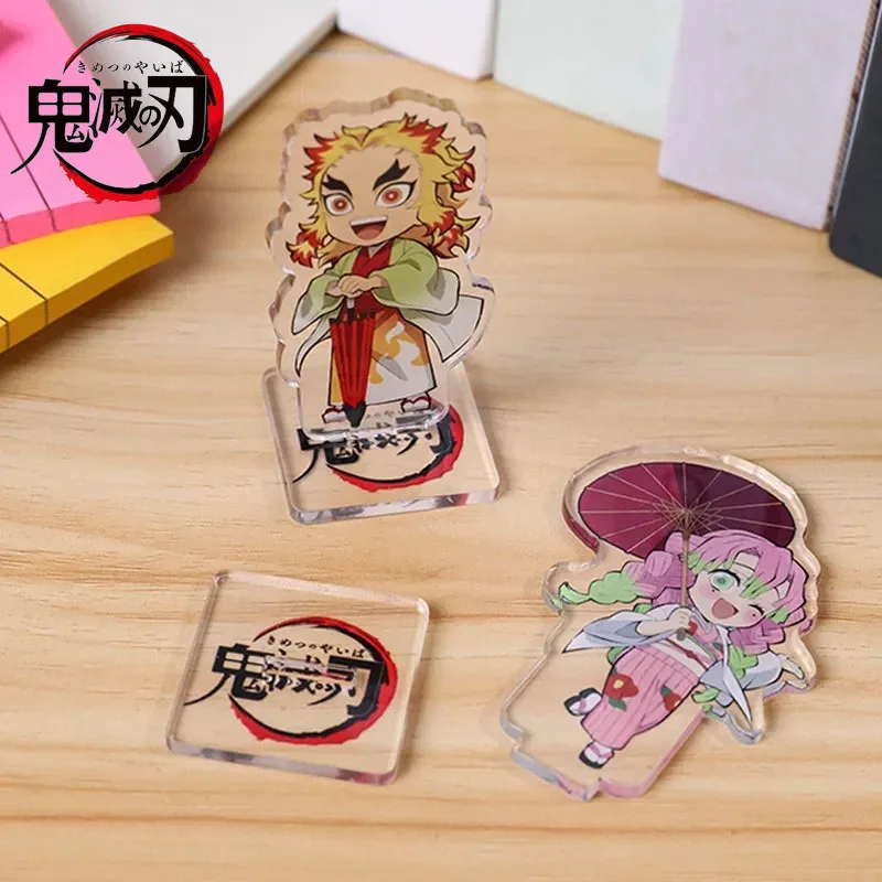 8cm Hot Anime Demon Slayer Acrylic Desk Stand Figures Kawaii Tanjirou Nezuko Standing Plates Cartoon Kyoujurou Decoration Gifts