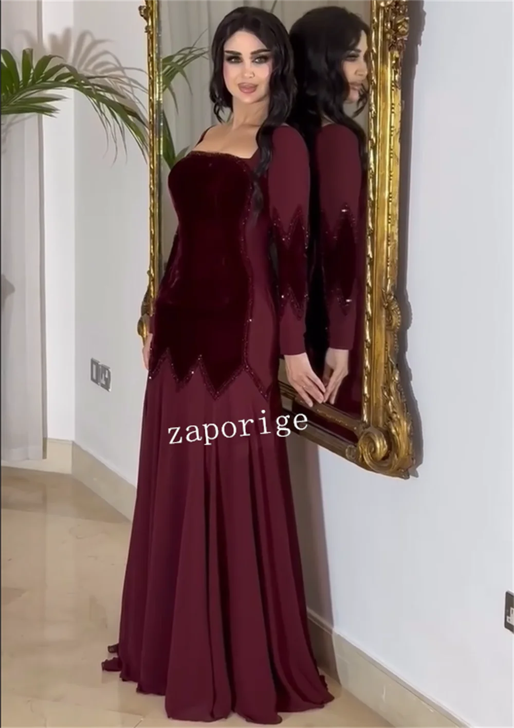 Vestidos de ocasión personalizados de alta calidad, trompeta plisada, sin tirantes, cuello cuadrado, estilo moderno y elegante