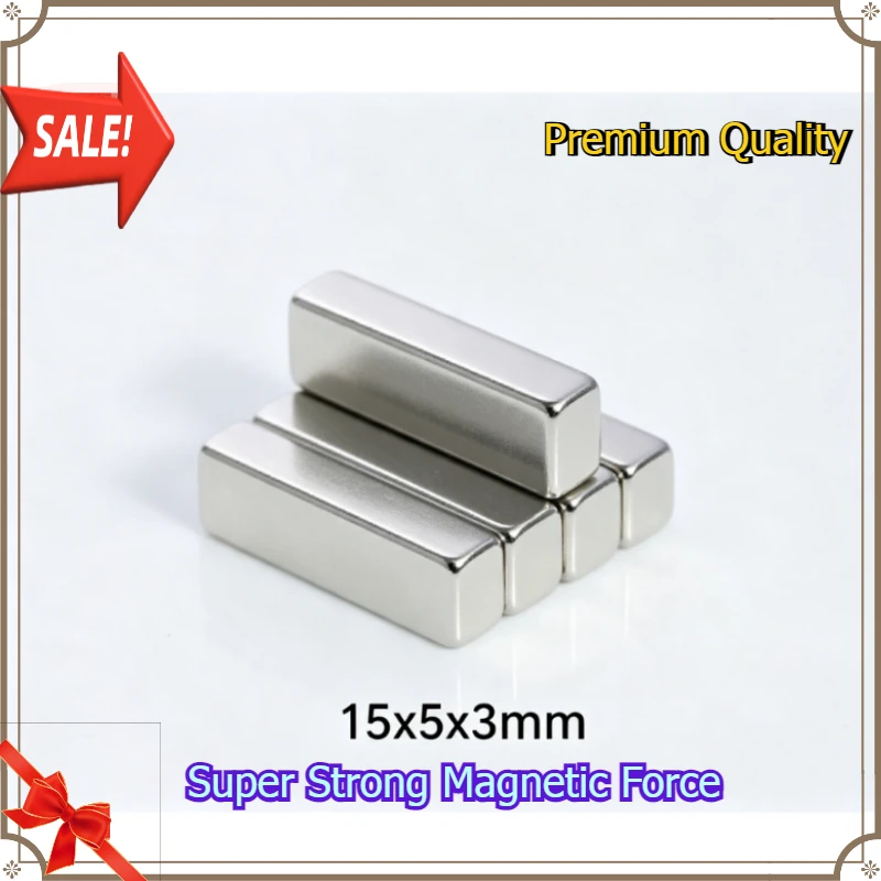 15x5x3mm Powerful Thin Sheet Neodymium Magnet 1553 Permanent NdFeB Block Magnet for DIY Crafts, Fridge, Model Making,
