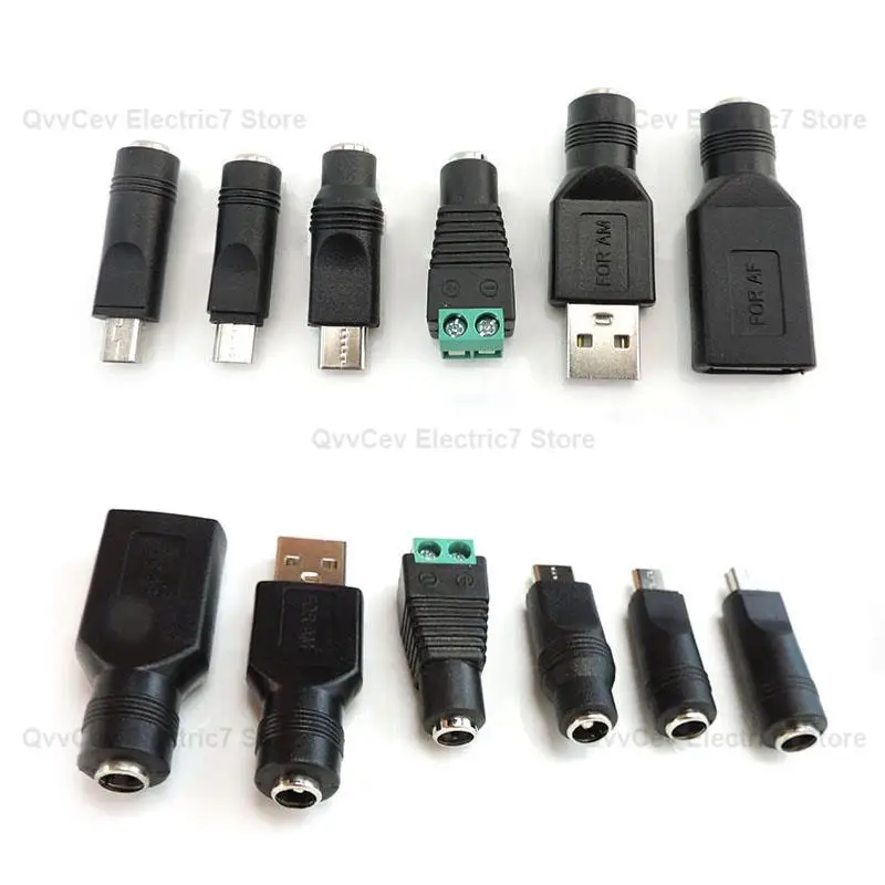 

DC Female 5.5x2.1mm Jack to Mini 5pin USB A Male Mirco Type C Connector Power Supply Adapter Plug Connector for Laptop