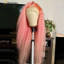 Charisma Synthetic Lace Front Wig 26 Inches Long Afro Curly Pink Wigs Heat Resistant Fiber Hair Natural Hairline Lace Wigs