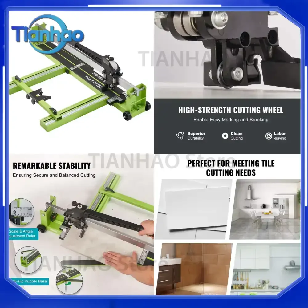 Manual Tile Cutter for Ceramic Tiles 32 Inch 40 Inch 48 Inch Full Steel with Laser Guide Rail Includes Spare Wheels