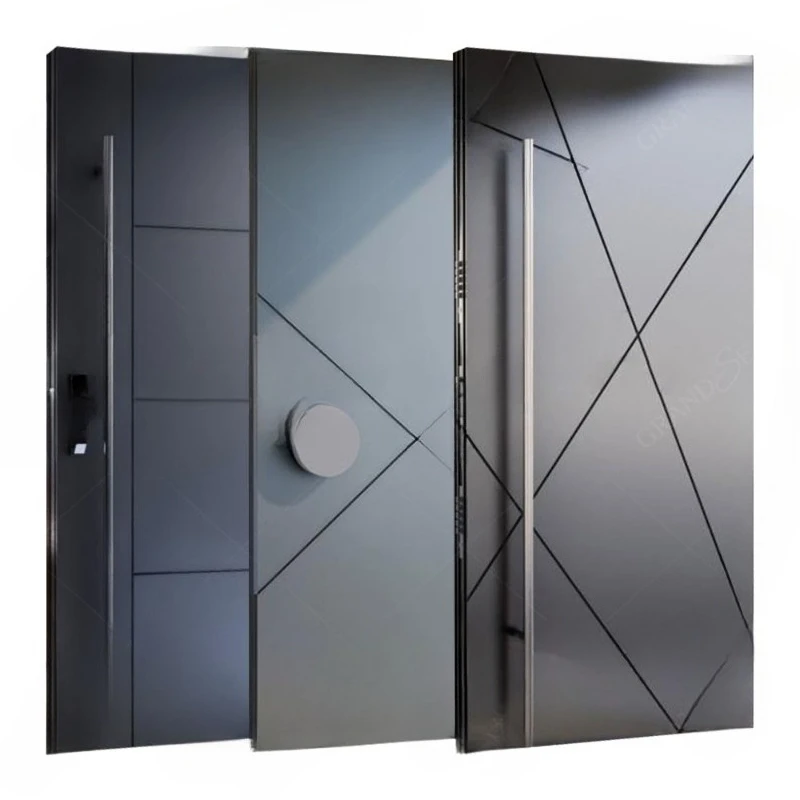 China Factory Security Steel Door Entrance Exterior Metal Main Entrance Stainless Steel Door Design with Smart Lock