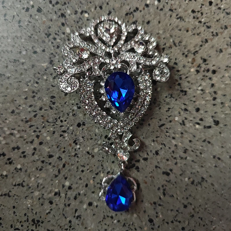 Silver Large Flower Bridal Brooch Rhinestone Crystal Diamante Wedding Broach Pin