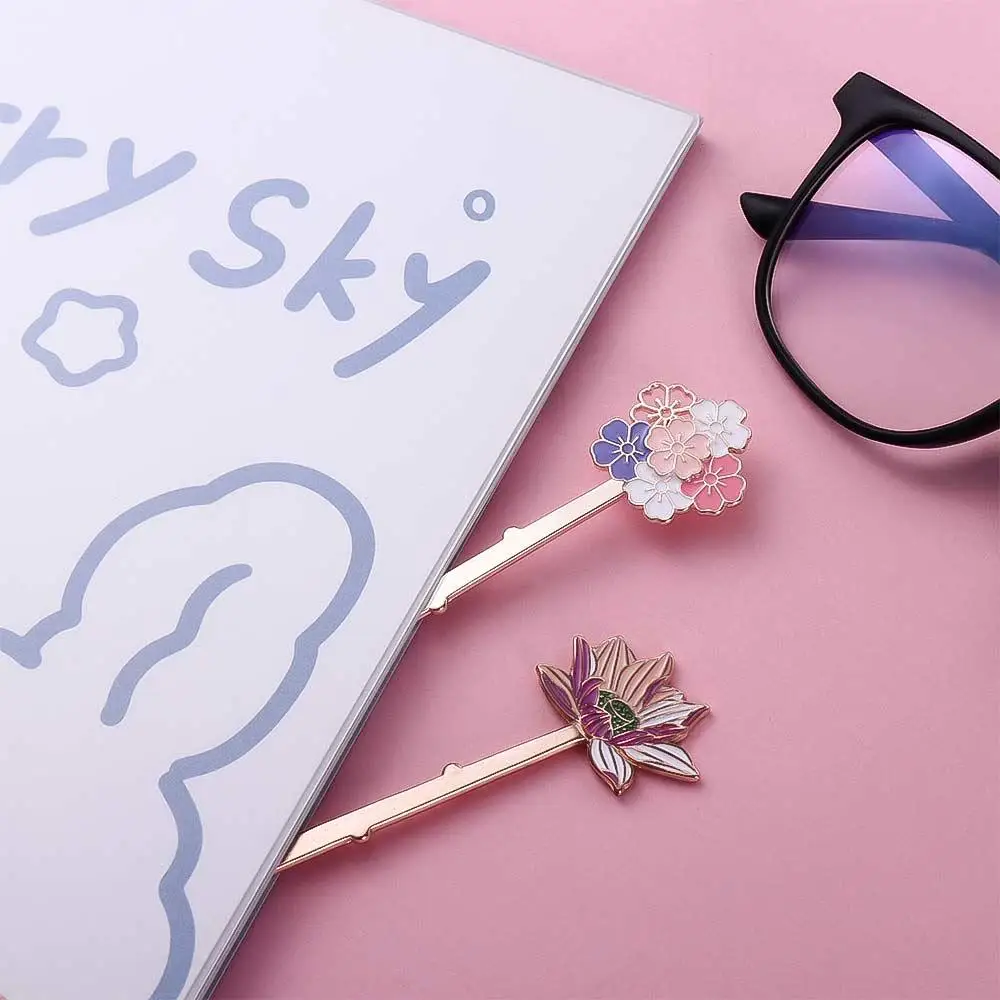Creative School Supplies Colorful Sakura Lotus Flower Bookmarks Students Page Label Bookmarks Reading Assistant Book Support