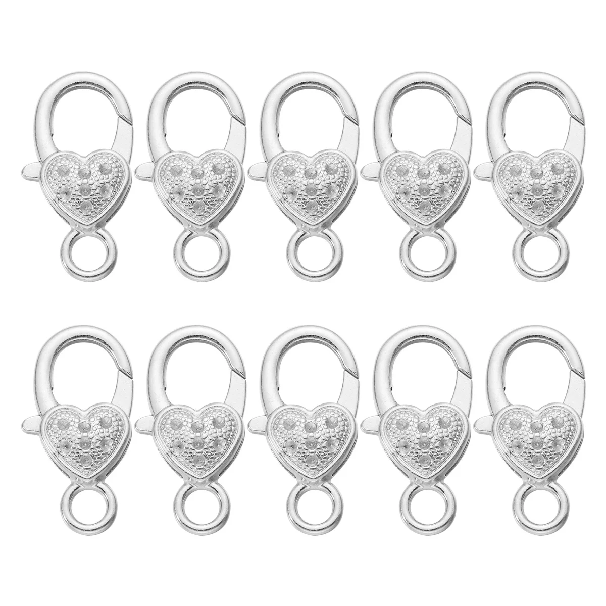 10pcs Heart-Shaped Lobster Clasps Vintage Alloy Key Accessories Jewelry Clasp Diy Bracelets Necklaces Silver Lightweight