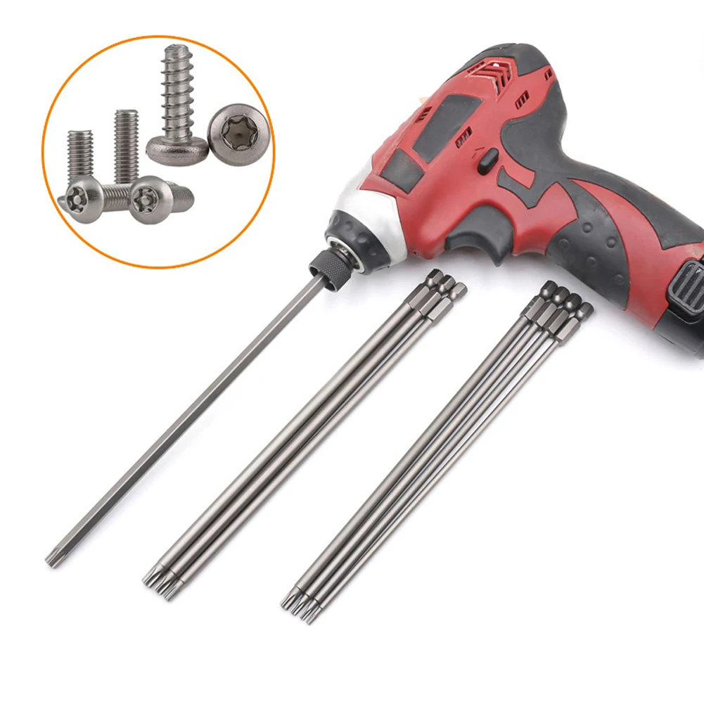 8Pcs Torx Screwdriver Bit 1/4\'\' Shank Hex Wind Drill Head 100mm 150mm Screw Wrench Magnetic Star T8 T10 T15 T20 T25 T27 T30 T40