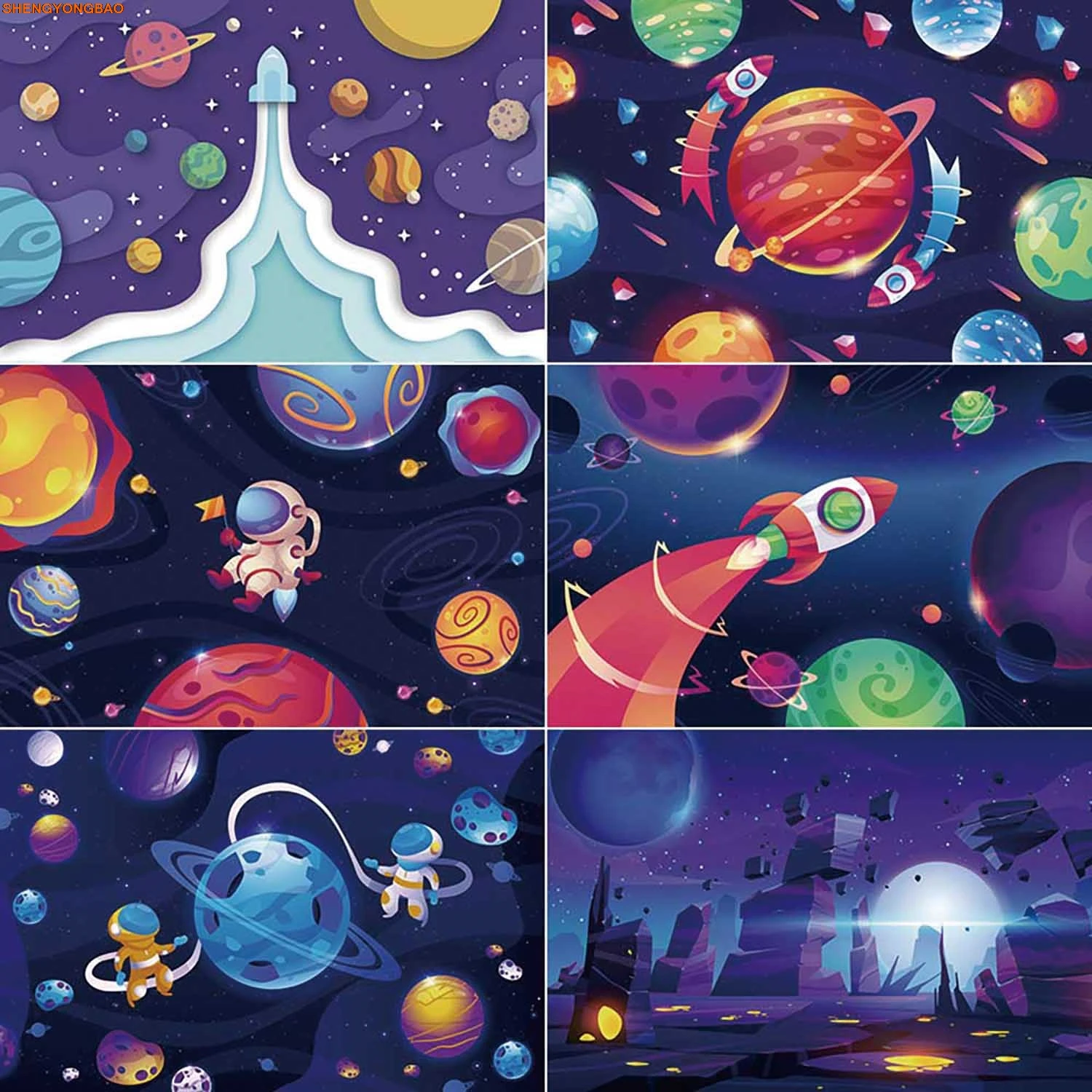 

Cartoon Universe Space Explore Photography Backdrops Children Birthday Party Photocall Background Studio Photozone Props