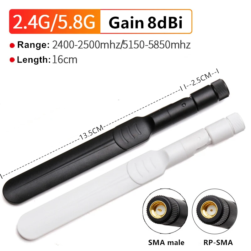 

1-2 Piece 2.4GHz 5.8Ghz Antenna 8dBi RP-SMA Male Connector Dual Band Wifi Antena Aerial SMA Female Wireless Router