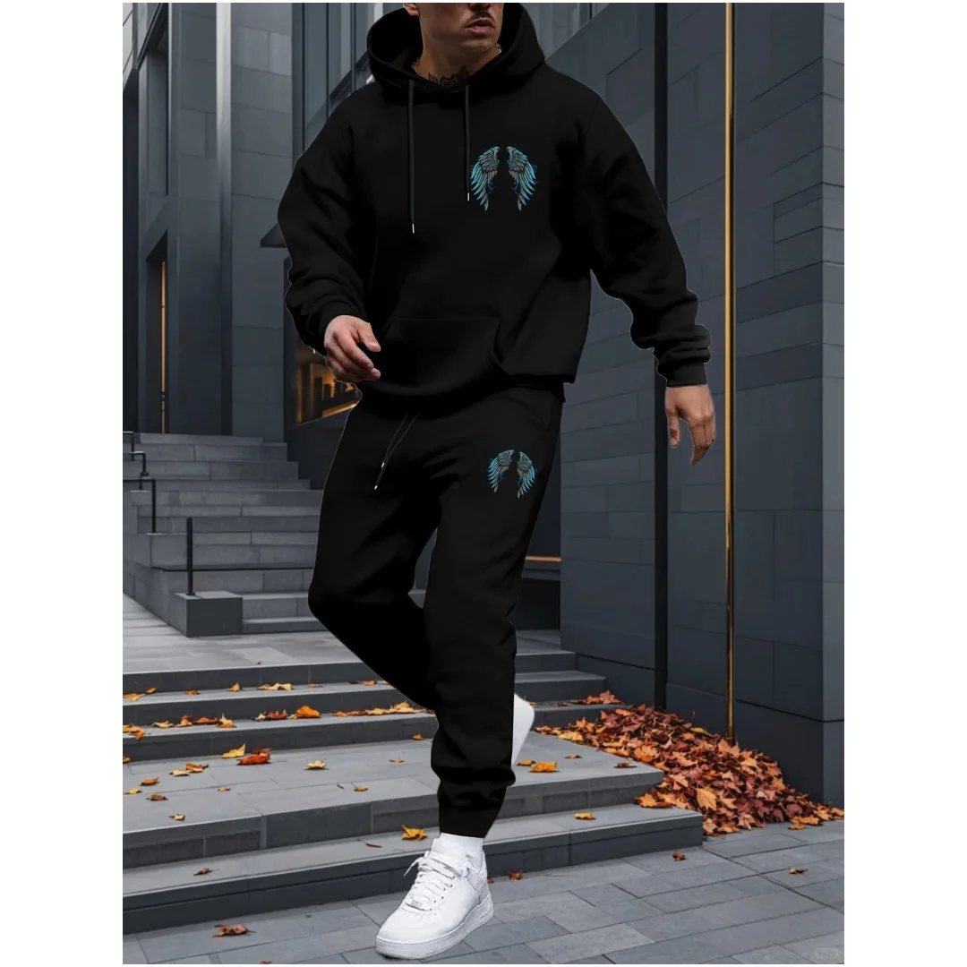 

Осень-зима Мужской комплект с капюшоном Последний модный мужской уличный модный комплект с капюшоном Y2K Осень-зима Мужской комплект из двух предметов с 3D принтом y2k