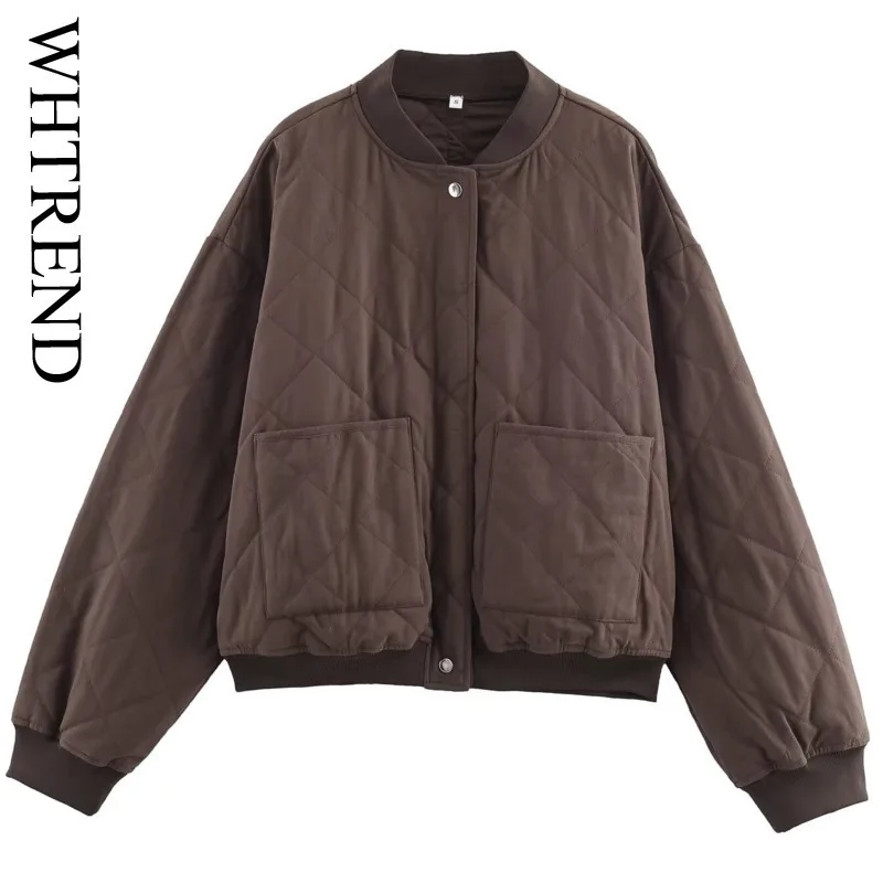 

WHTREND Fashion Comfortable Jacket For Women Long Sleeves Cotton Padded Coats With Pockets Female Casual Clothing Winter New