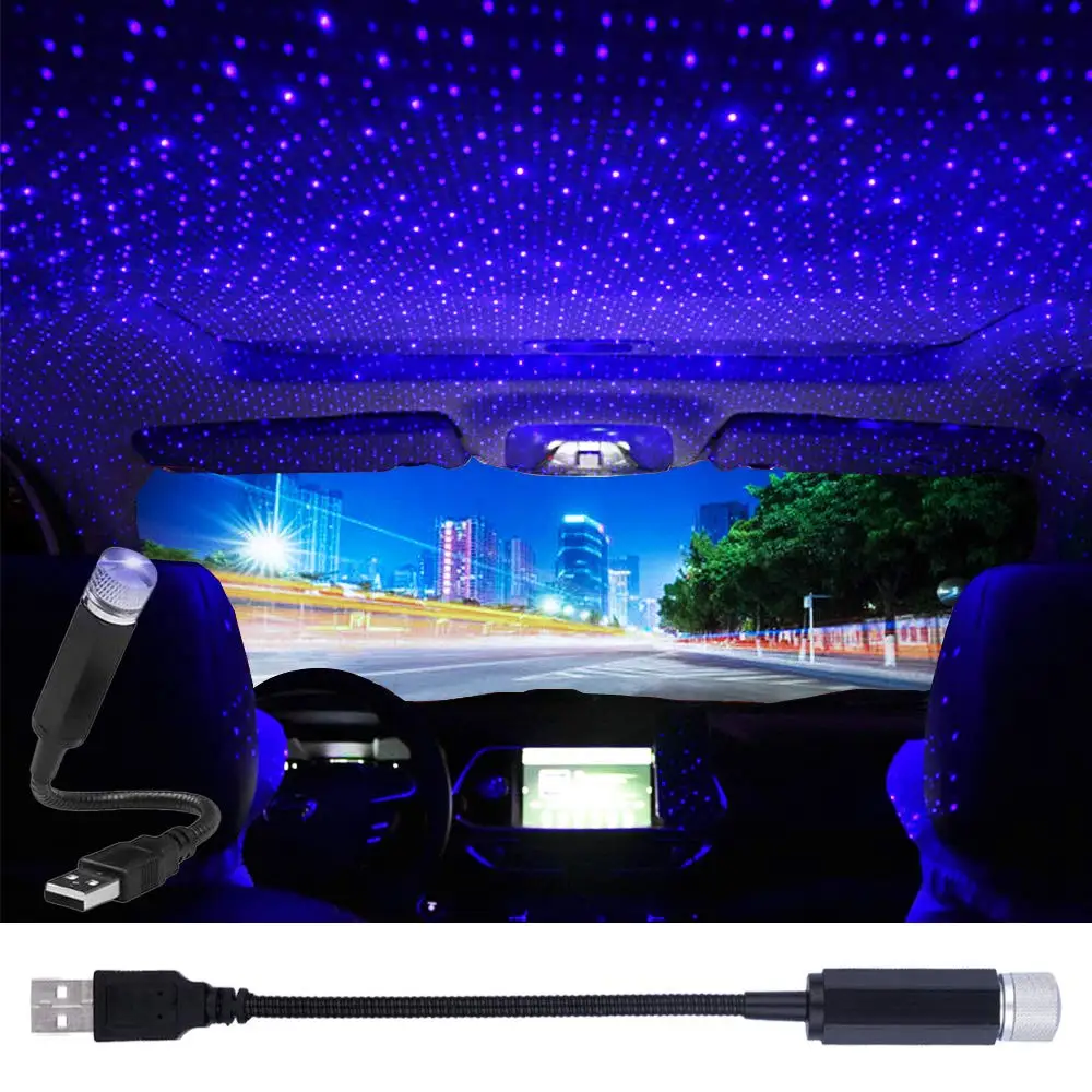 USB Star Projector Night Light Car Roof Lights，Portable Adjustable Romantic Interior Car Lights Portable Night Light