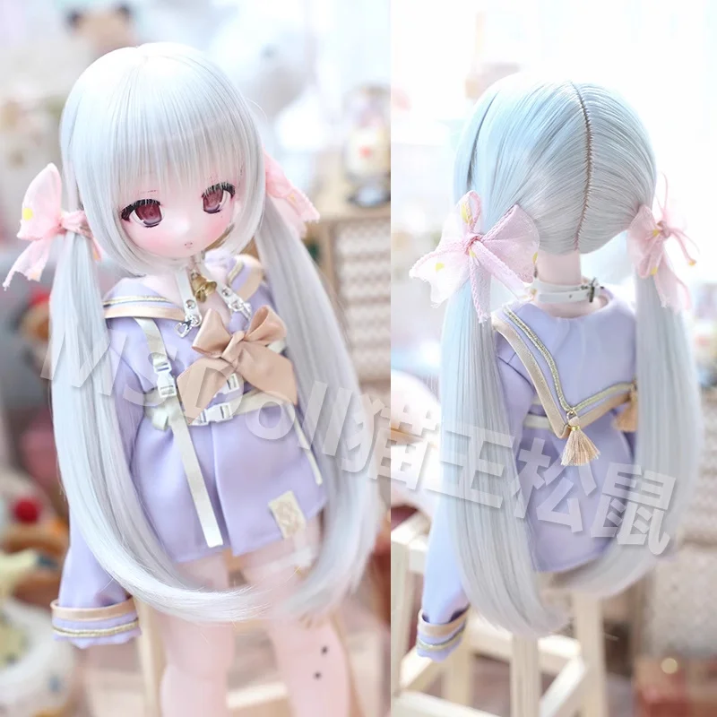 BJD Doll Wigs Long Hair Cute Pigtails For 1/3 1/4 1/6 MSD MDD TF DD Yosd Straight Hair Accessories