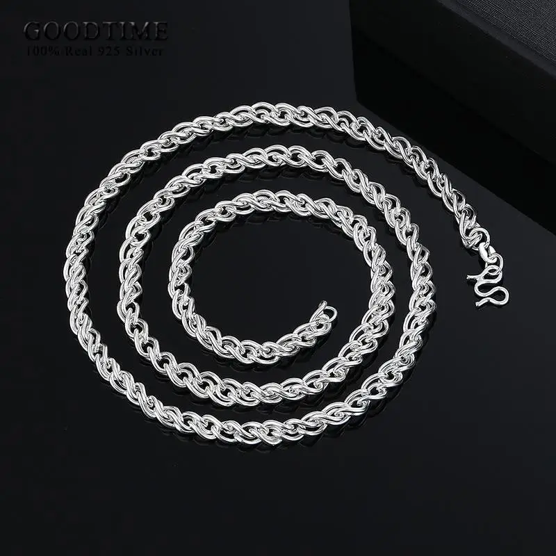 Fashion Men Chain Pure 999 Sterling Silver Clavicle Twist Chain Can Match With Pendant Hip-hop Necklaces Male Anniversary Gift