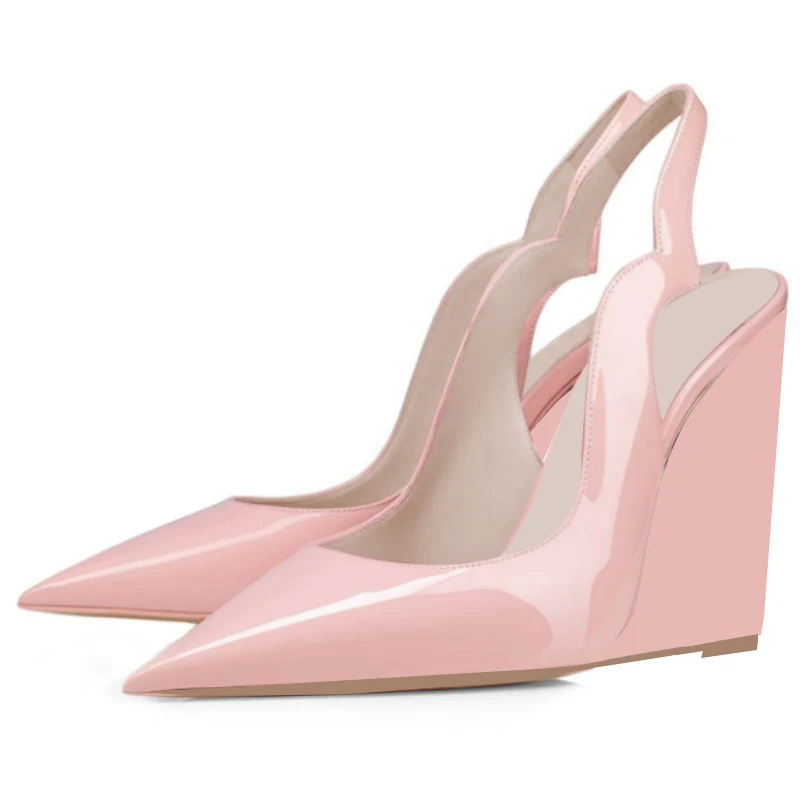 

SHOFOO Fashionable women's high heels. Pink patent leather single shoes. About 11 cm heel height. Slingbacks shoes Summer shoes.