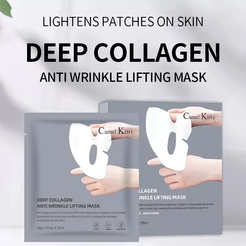 5PCS Collagen Face Masks Deep Hydrating Moisturizing Brightening Firming Skin Facial Masks Split Sheet Mask Korean Skin Care