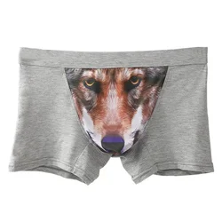 New Men's Panties With Wolf Cartoon Novelty Boxer Shorts Mens Sale Modal Bulge Underpants Man Breathable New Boxers For Men