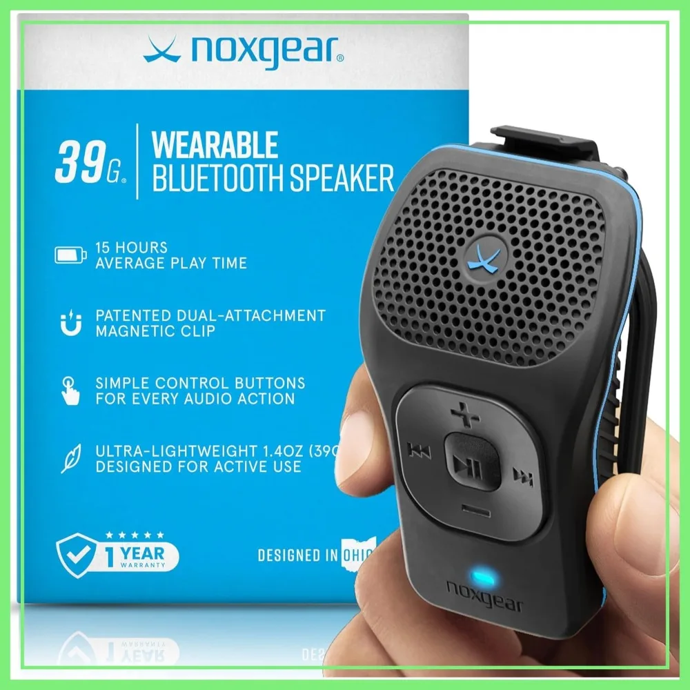 

Wearable Bluetooth Speaker, Magnetic Mini Clip-On, Waterproof Up to 15 Hours Playtime, 100ft Range, Built-in Mic