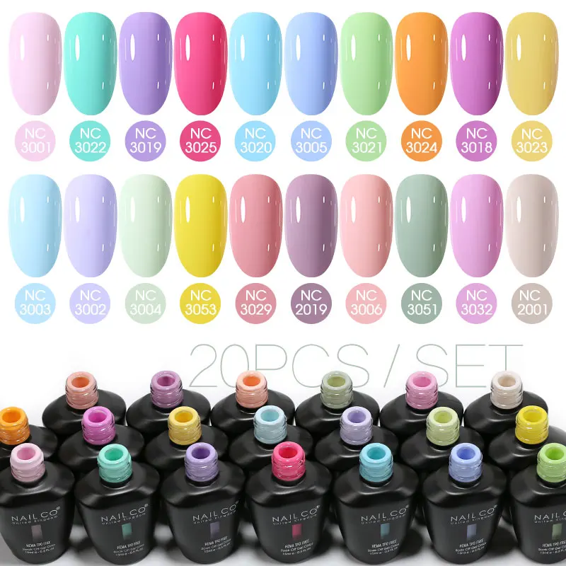 NAILCO 20pcs/Set 15ml Blue Color UV Gel Nail Polish Vernis Set Semi Permanent LED Gel Varnish Soak Off Nail Art All For Manicure