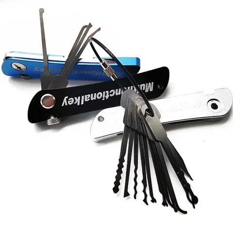 21-in-1 Lock Picking Tools Set Stainless Steel Durable Locksmith Mini Hook Pick Key Extractor Multi-function Outdoor Lover Gifts