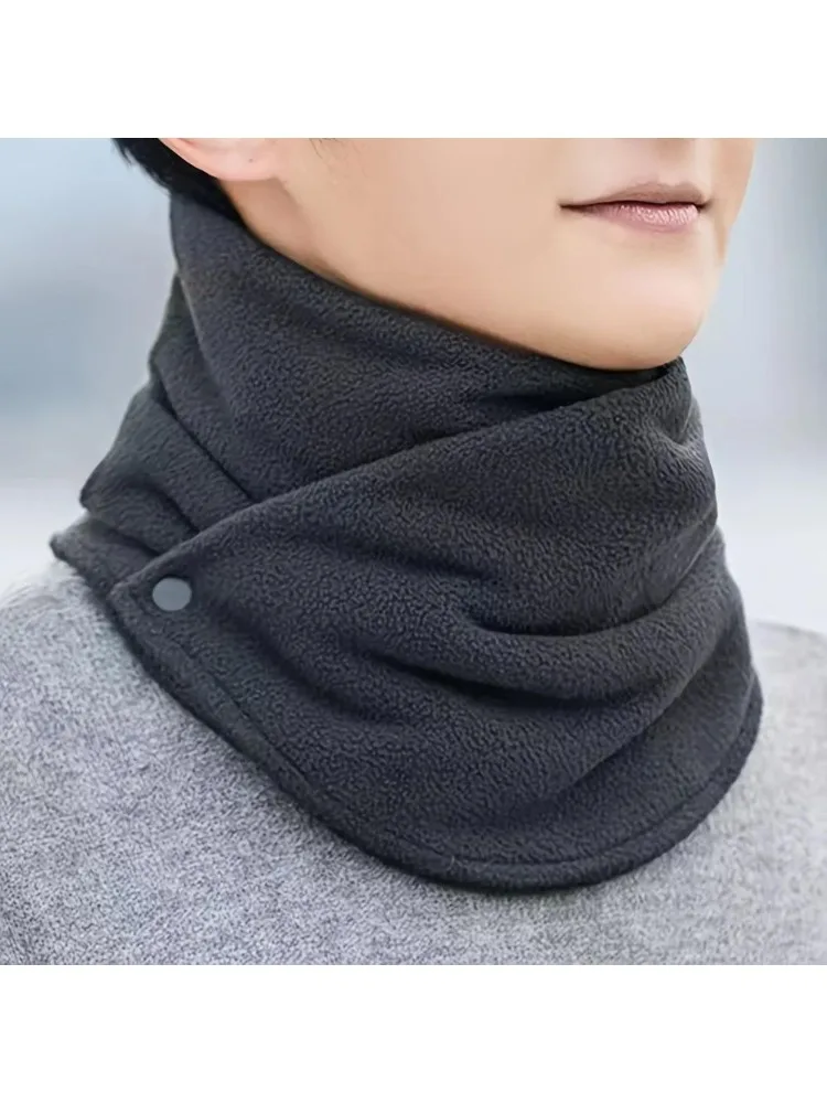 AliExpress NONE Classic Solid Color Snap Neck Winter Thickened Fleece-Lined Warm Neck Gaiter for Men and Women Winter Windproof Cycling Scarf