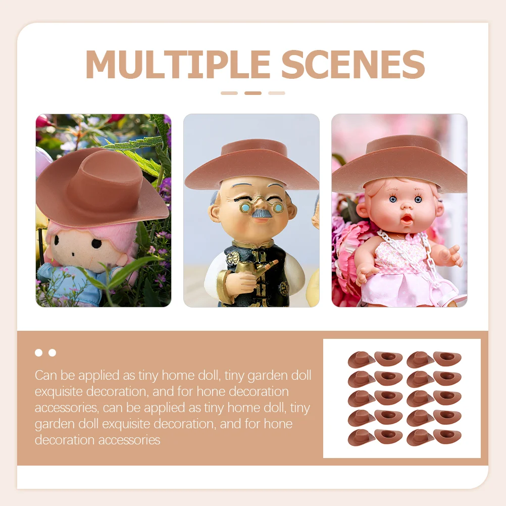 40 pçs minúsculo chapéu de cowboy mini brinquedo pequenos chapéus para artesanato acessórios sombreros plástico criança