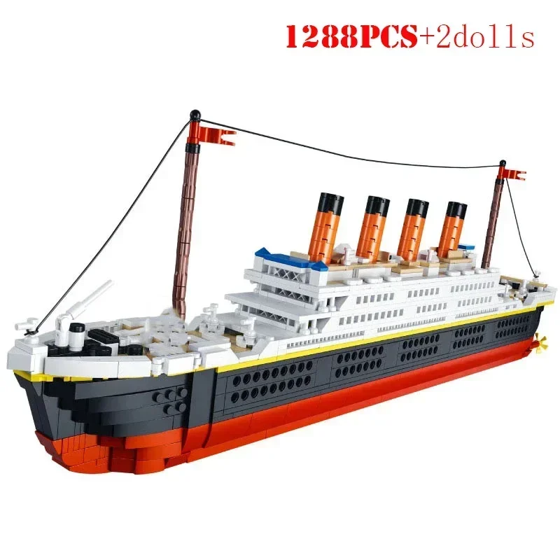 1860/1288pcs LED Titanic Cruise Ship Model Blocks Ship Building Blocks Office Decoration Children's Luxury Gifts Quick Shipping