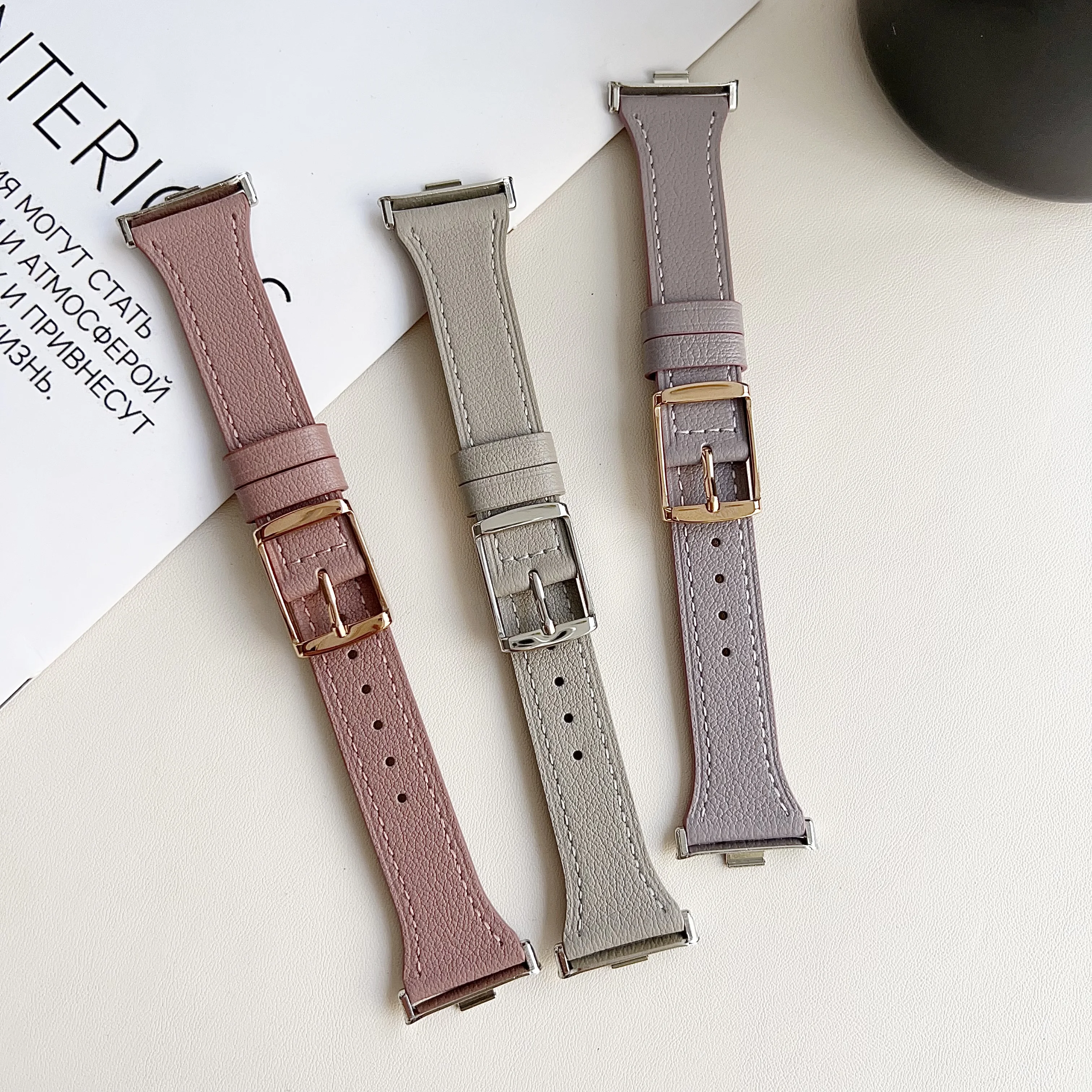 Lederband quadratischer Schnallen riemen für Redmi Watch4 für Xiaomi Band8 Pro