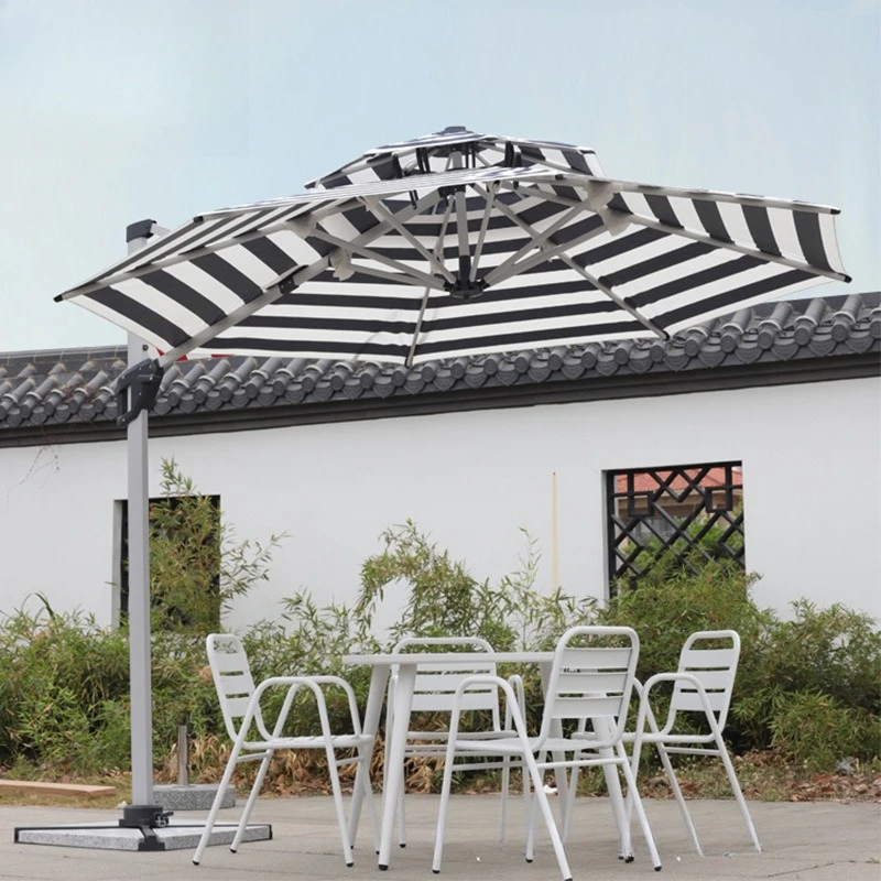 Garden umbrella Outdoor leisure terrace Outdoor balcony Striped round umbrella Beach outdoor parasol