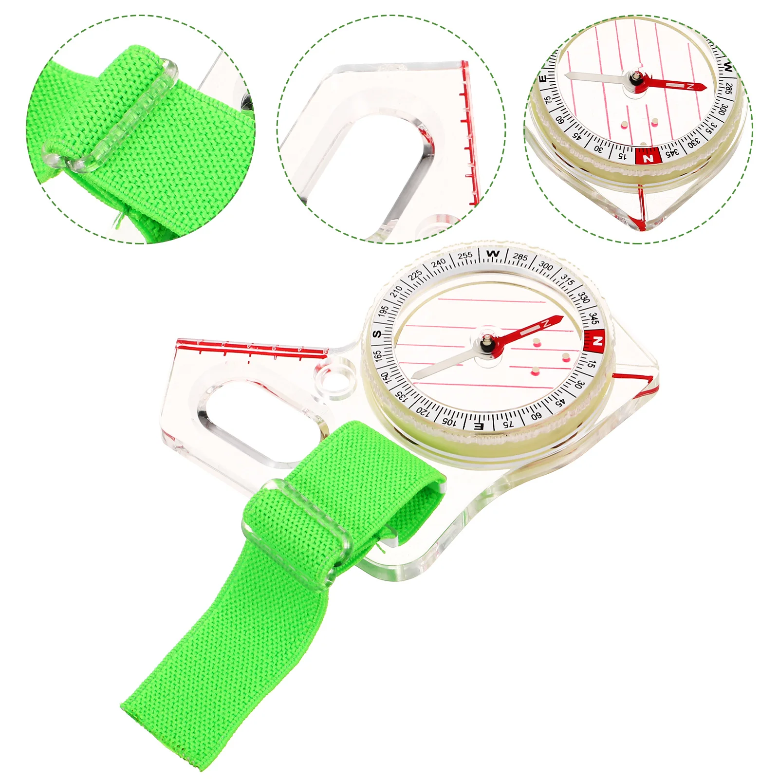 

Acrylic Thumb type Compass Kids Teaching Accessories Outdoor Travel Small Hiking Tool Multi use Pocket Compass