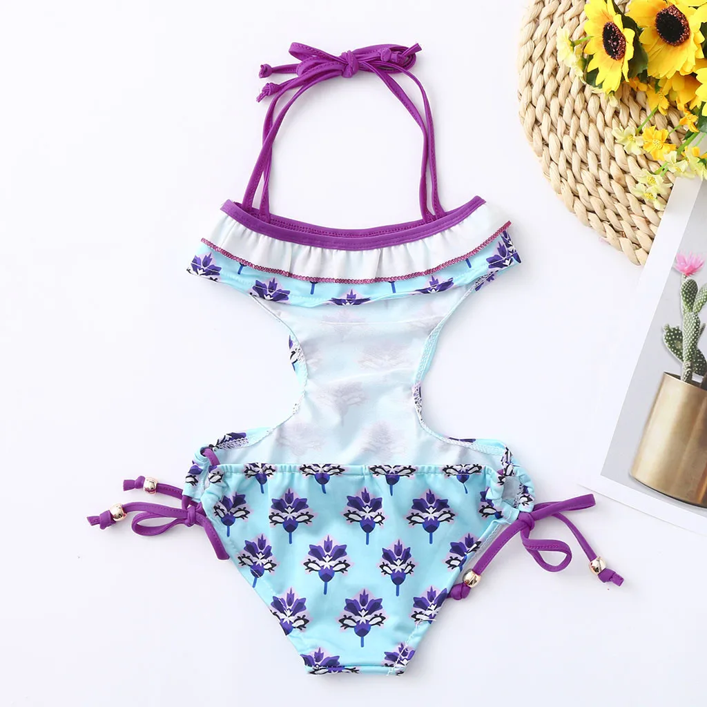 Girls Swimsuit Size 16 Swimsuit Ruffles Backless Summer Floral Jumpsuit Baby Swimwear Girl Print Romper Plain Bathing Suit Kids