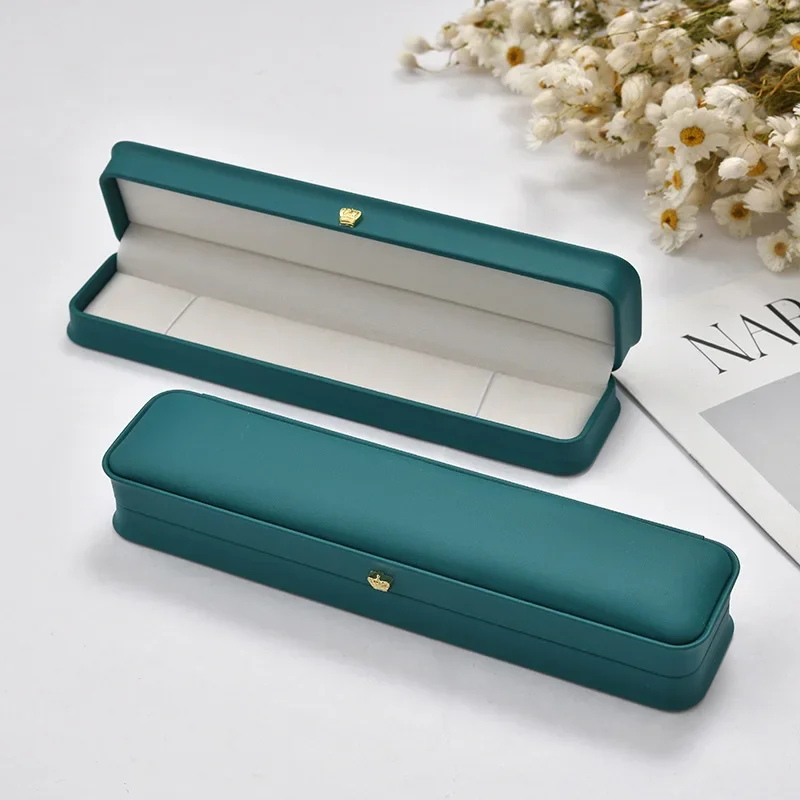 Green Brushed PU Leather Jewelry Packing Box Crown Buckle Ring Bracelet Earrings Stud Necklace Packing Box Jewelry Set Box