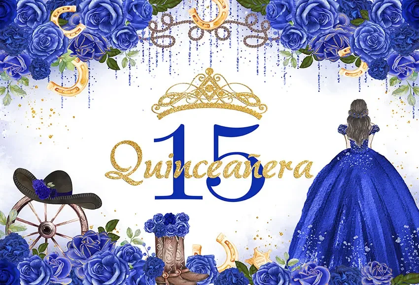 Mehofond-Fondo de fotografía de Quinceañera, corona de flores, princesa para niña, 15 ° cumpleaños, decoración de fiesta, telón de fondo para estudio fotográfico