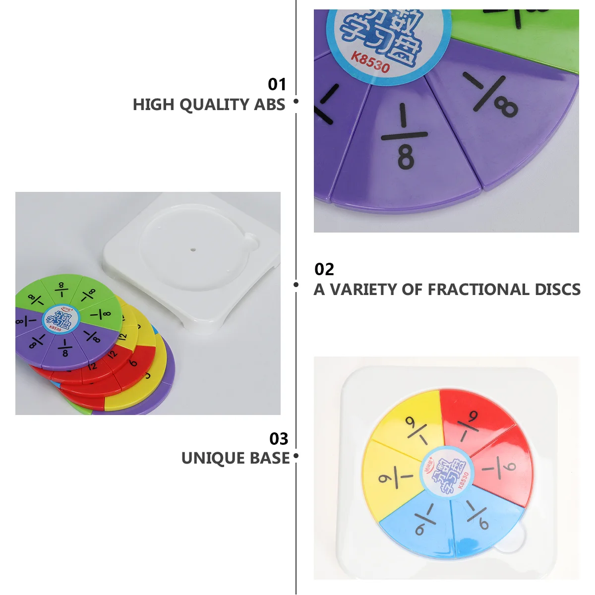 1 مجموعة دوائر الكسور التعليمية فطيرة لغز الإبداعية الملونة التعلم كيت تصور الكسور عد الضرب