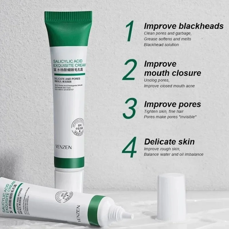 Salicylic Acid Pores Shrink Refining Cream Treatments Large Open Pore Remove Black Dots Blackhead Acne Marks Face Skin Products