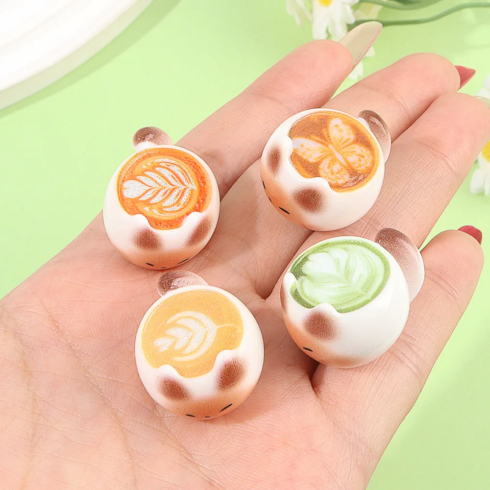 1/3/5pcs Mix-color Resin Cat Shaped Coffee Non Porous Beads,DIY Jewelry Decoration Accessories,Christmas, Valentine's Day Gifts