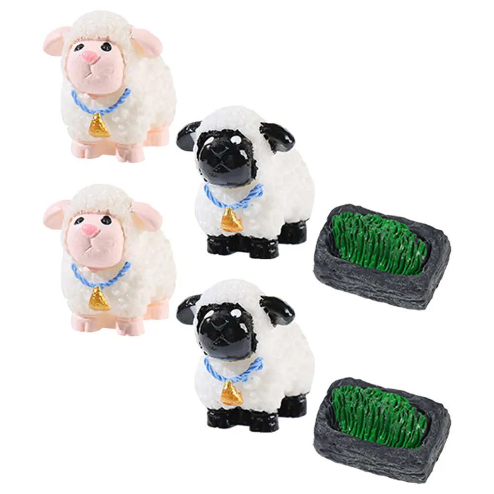 

6 Pcs Miniature Sheep Statues Resin Decorative Figurines L scaping Accessories Realistic Design