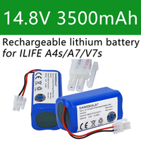 14.8V 3500mAh 14.4V Lithium Battery For ILIFE A4 A4s V7 A6 V7s Plus Robot Vacuum Cleaner ILife 4S1P real Capacity