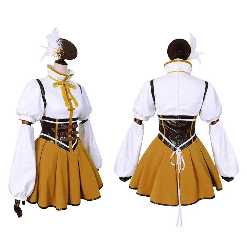 Anime Tomoe Mami Cosplay Costume Adult Women Girls Lolita Dress Hat Suit Halloween Party Outfit